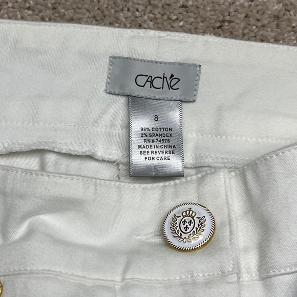 Y2K Cache Womens White Flare Leg Pants Size 8 Coastal Nautical Chic Cotton Retro - Picture 5 of 13